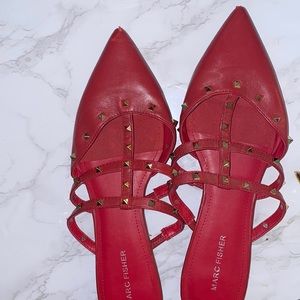 Red studded flats